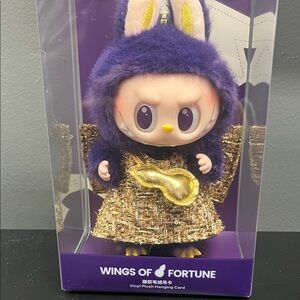 Labubu Wings of Fortune Plush Toy with Purple and Gold Outfit official doll